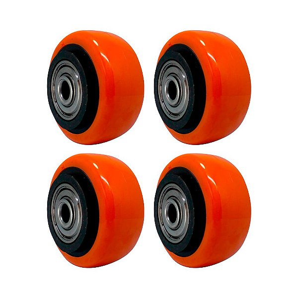 KIT 4 UN RODA PVC LARANJA 2 POL 50KG PARA RODÍZIO