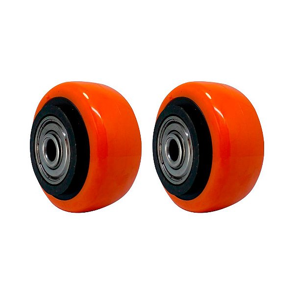KIT 2 UN RODA PVC LARANJA 2 POL 50KG PARA RODÍZIO