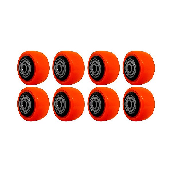 KIT 8 UN RODA PVC LARANJA 1.5/8 POL 40KG P/ RODÍZIO