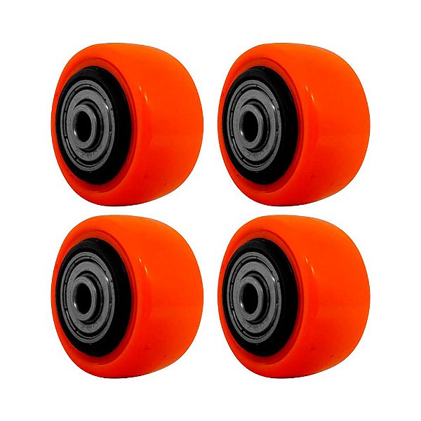 KIT 4 UN RODA PVC LARANJA 1.5/8 POL 40KG PARA RODÍZIO