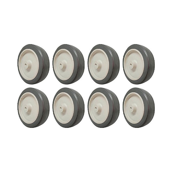 KIT 8 UN RODA BORRACHA TERMOPLÁSTICA 6 POL 130KG P/ RODÍZIO