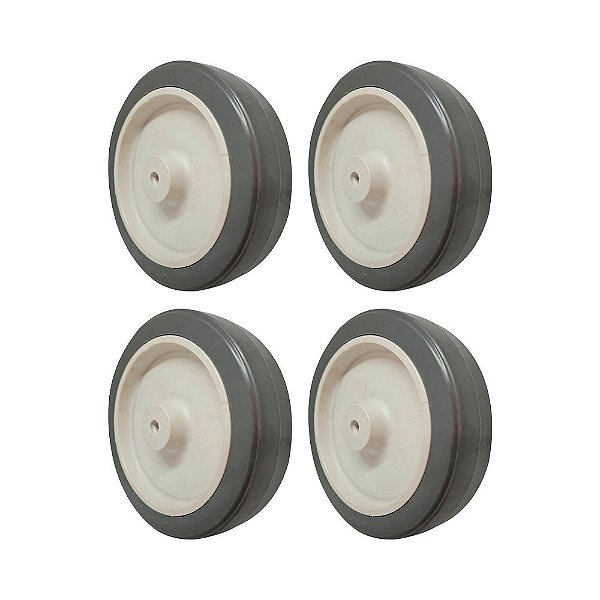 KIT 4 UN RODA BORRACHA TERMOPLÁSTICA 6 POL 130KG P/ RODÍZIO