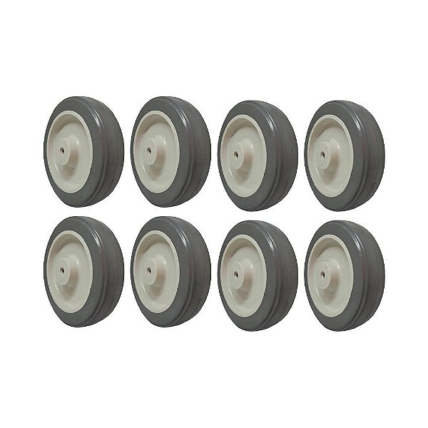 KIT 8 UN RODA BORRACHA TERMOPLÁSTICA 5 POL 110KG P/ RODÍZIO