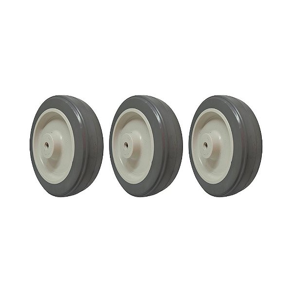 KIT 3 UN RODA BORRACHA TERMOPLÁSTICA 5 POL 110KG PARA RODÍZIO
