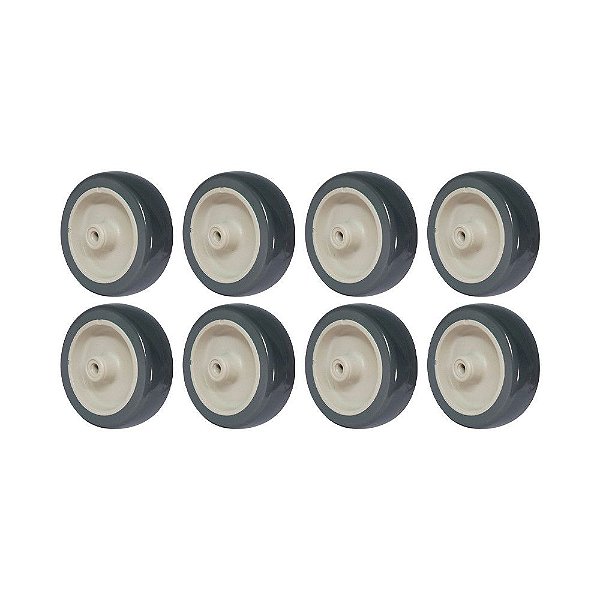 KIT 8 UN RODA BORRACHA TERMOPLÁSTICA 4 POL 90KG P/ RODÍZIO