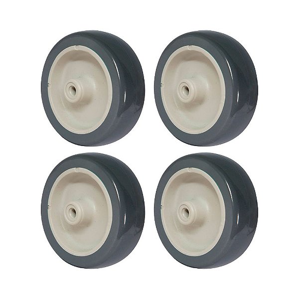 KIT 4 UN RODA BORRACHA TERMOPLÁSTICA 4 POL 90KG P/ RODÍZIO