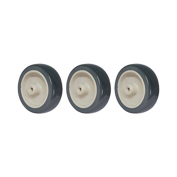 KIT 3 UN RODA BORRACHA TERMOPLÁSTICA 4 POL 90KG PARA RODÍZIO