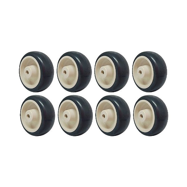 KIT 8 UN RODA BORRACHA TERMOPLÁSTICA 3 POL 70KG P/ RODÍZIO