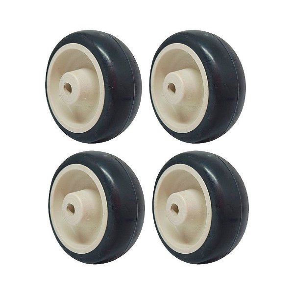 KIT 4 UN RODA BORRACHA TERMOPLÁSTICA 3 POL 70KG P/ RODÍZIO
