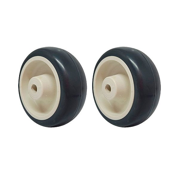 KIT 2 UN RODA BORRACHA TERMOPLÁSTICA 3 POL 70KG P/ RODÍZIO