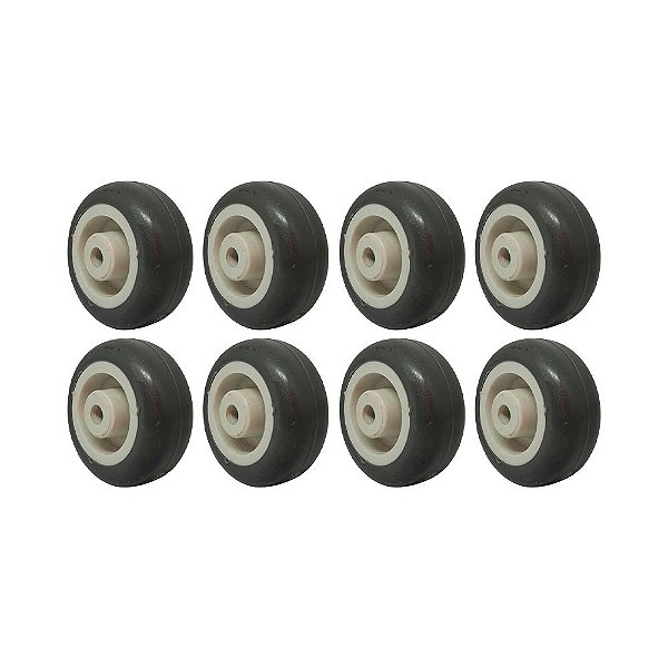 KIT 8 UN RODA BORRACHA TERMOPLÁSTICA 2 POL 40KG P/ RODÍZIO