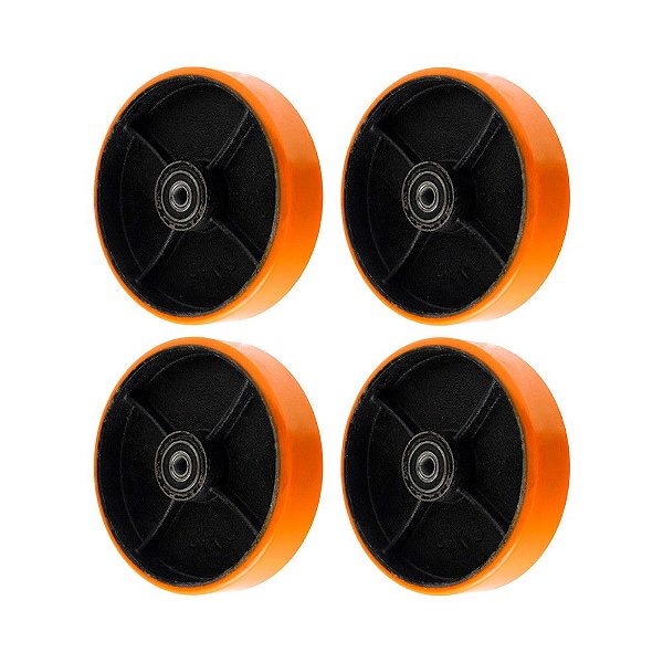 KIT 4 UN RODA POLIURETANO MOLDADO 82PU 8 POL 400KG PARA RODÍZIO