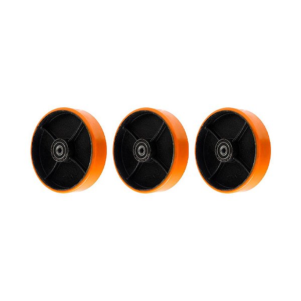 KIT 3 UN RODA POLIURETANO MOLDADO 82PU 8 POL 400KG PARA RODÍZIO