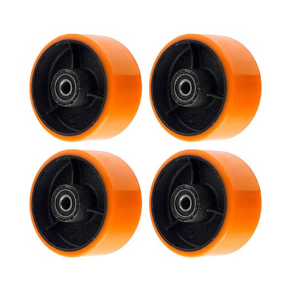 KIT 4 UN RODA POLIURETANO MOLDADO 62PU 6 POL 400KG PARA RODÍZIO