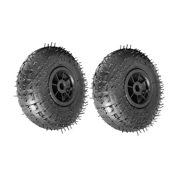 KIT 2 UN RODA PNEUM AJAX 3.50-4 4L PLÁSTICO FURO PASS 20MM