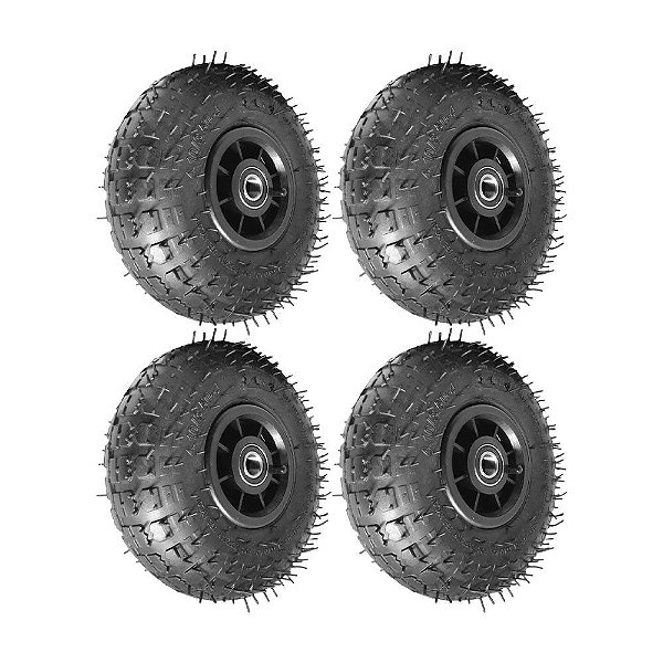 KIT 4 UN RODA PNEUM AJAX 3.50-4 350X4 4L PLÁSTICO ROL 20MM