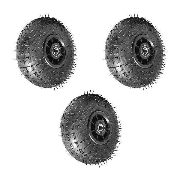 KIT 3 UN RODA PNEUM AJAX 3.50-4 350X4 4L PLÁSTICO ROL 20MM