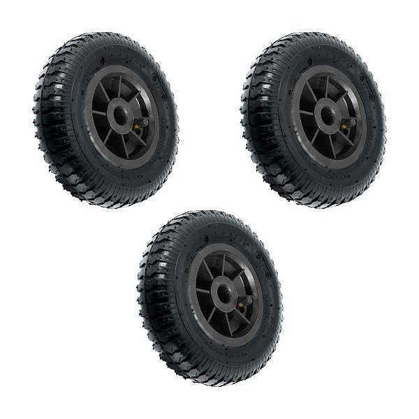 KIT 3 UN RODA PNEUM AJAX 2.50-4 4L PLÁSTICO FURO PASSAN.20MM
