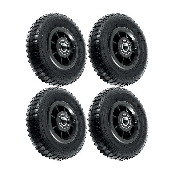 KIT 4 UN RODA PNEUM AJAX 2.50-4 4L PLÁSTICO ROL 20MM 3/4