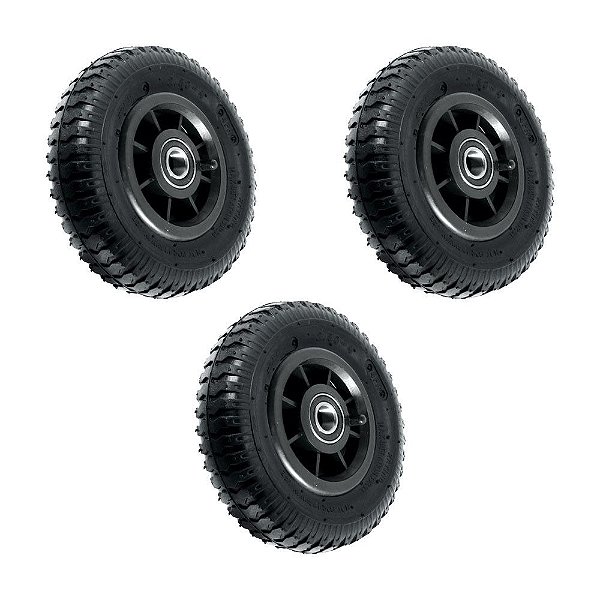 KIT 3 UN RODA PNEUM AJAX 2.50-4 4L PLÁSTICO ROL 20MM 3/4