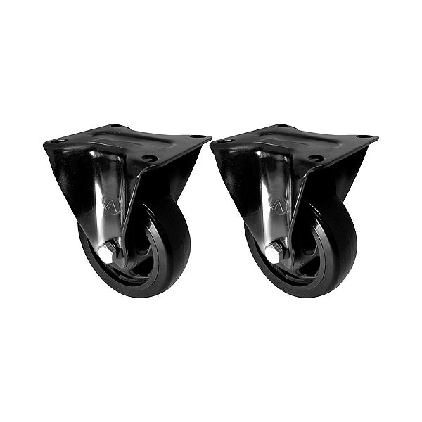 KIT 2 UN RODA RODÍZIO FIXO PVC PRETO 1.5/8 POL 40MM MÓVEIS