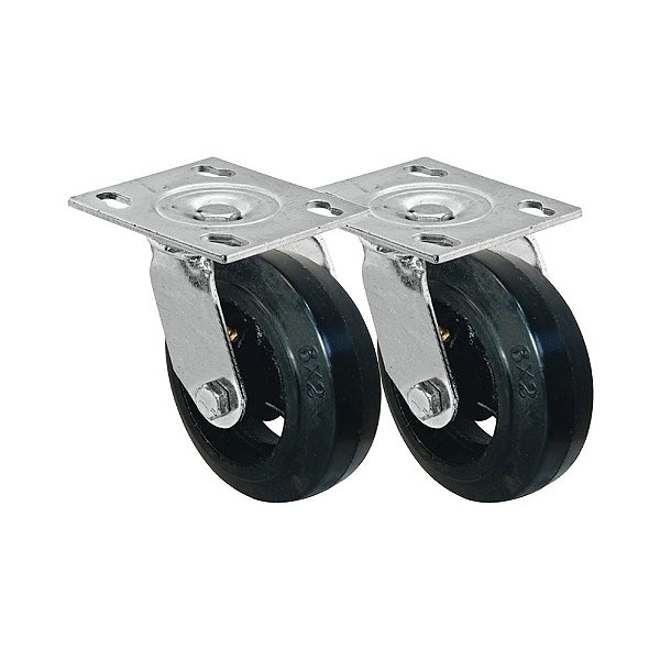 KIT 2 UN RODA RODÍZIO GIRATÓRIO BORRACHA MOLDADA 8 POLEGADAS
