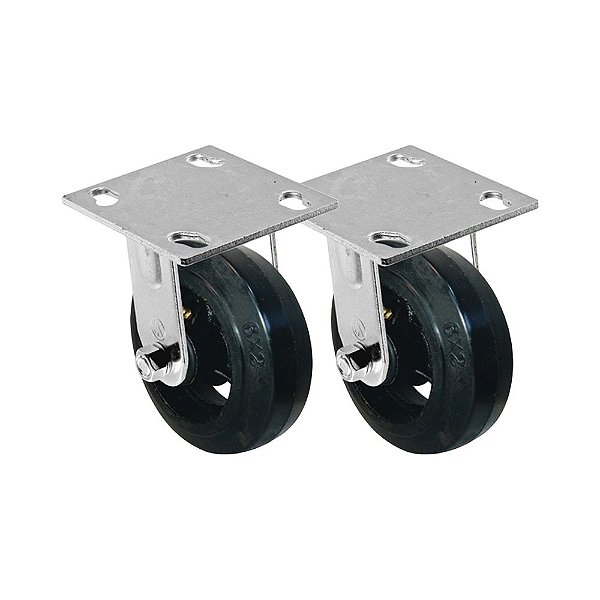 KIT 2 UN RODA RODÍZIO FIXO BORRACHA MOLDADA 5 POLEGADAS