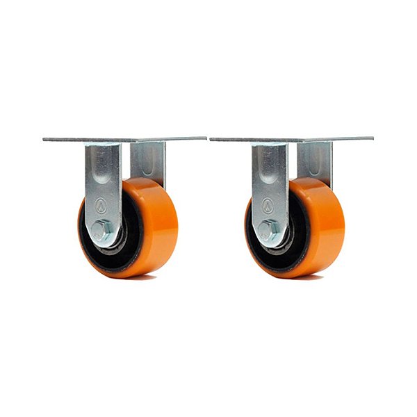 KIT 2 UN RODA RODÍZIO FIXO POLIURETANO MOLDADO FERRO PU 4 PO