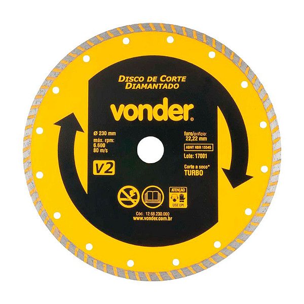 DISCO DE CORTE DIAMANTADO 230MM V2 TURBO VONDER
