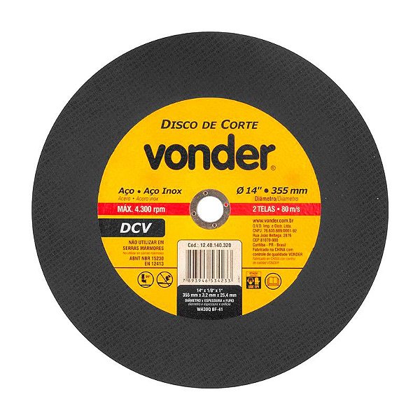 DISCO DE CORTE 355 MM X 3,2 MM X 25,40 MM DCV VONDER