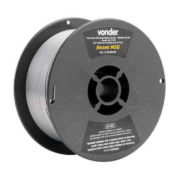 ARAME MIG/MAG 0,8MM CARRETEL PLÁSTICO 1KG SEM GÁS VONDER