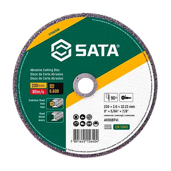 DISCO DE CORTE METAL/INOX 230MM X 2,0MM X 22,23MM SATA