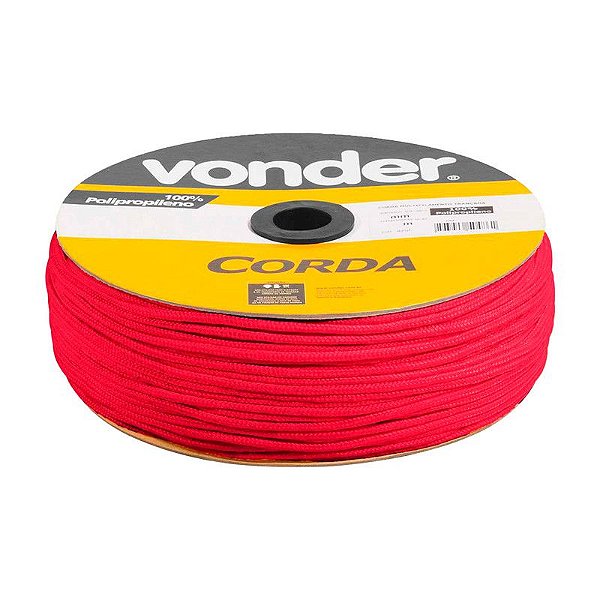 CORDA MULTIFILAMENTO TRANÇADA 3MM X 625M VERMELHA VONDER