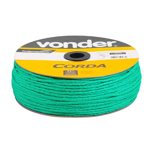 CORDA MULTIFILAMENTO TRANÇADA 5MM X 250M VERDE VONDER