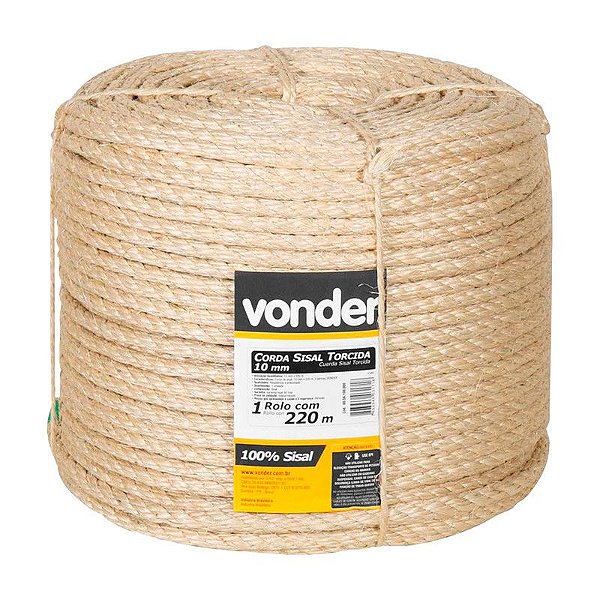 CORDA DE SISAL TORCIDA 10MM X 220M 3 PERNAS VONDER