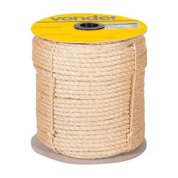 CORDA DE SISAL TORCIDA 10MM X 140M 3 PERNAS CARRETEL VONDER