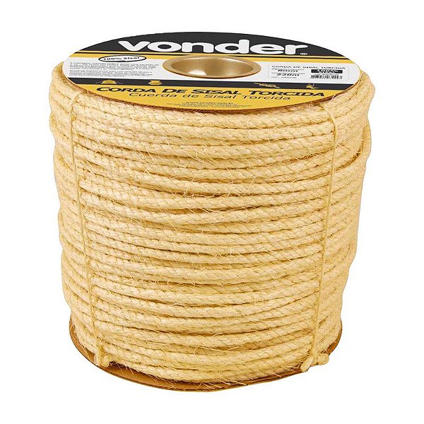 CORDA DE SISAL TORCIDA 8MM X 220M 3 PERNAS CARRETEL VONDER