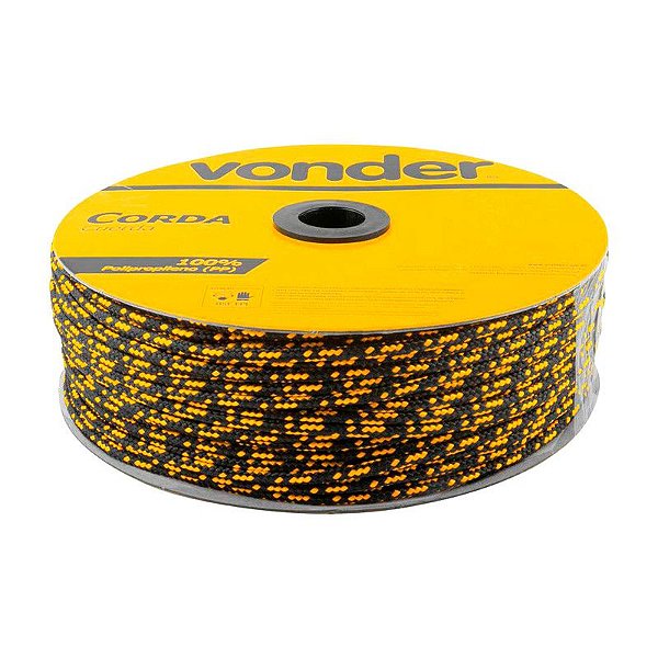 CORDA MULTIFILAMENTO TRANÇADA 3MMX625M PRETA/AMARELA VONDER
