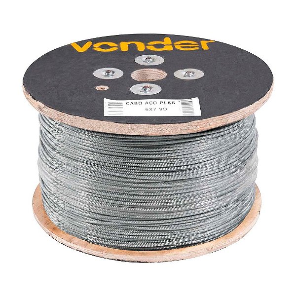 CABO DE AÇO VONDER PLASTIFICADO GALVA. 6X7 50M 3,18mm 1/8”