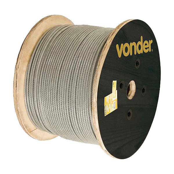 CABO DE AÇO VONDER PLASTIFICADO GALV. 6X19S 200M 6,35mm 1/4”