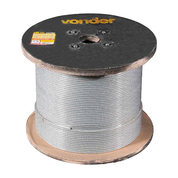 CABO DE AÇO VONDER PLASTIFICADO GALV. 6X19m 50M 3,97mm 5/37