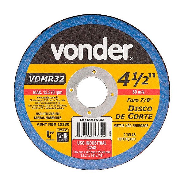 KIT 25 DISCO DE CORTE 115MM X 3,0MM X 22,23MM VDMR32 VONDER