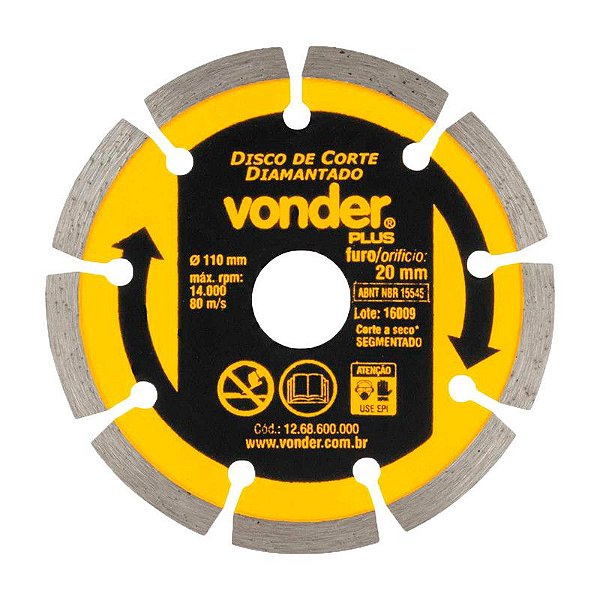 KIT 25 DISCO DE CORTE DIAMANTADO 110MM SEGMENTADO VONDER