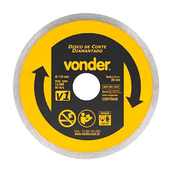KIT 25 DISCO DE CORTE DIAMANTADO 110MM V1 FURO 20MM VONDER