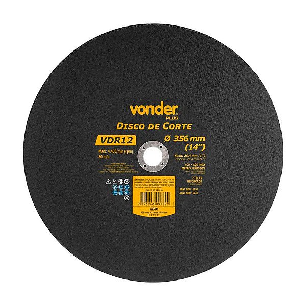 KIT 10 DISCO DE CORTE 356MM X 3,2 MM X 25,40MM VDR12 VONDER