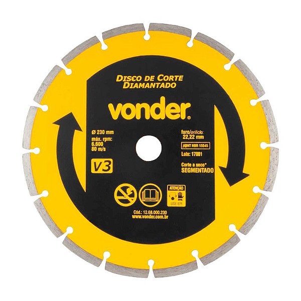 KIT 30 DISCO DE CORTE DIAMANTADO 230MM SEGMENTADO V3 VONDER