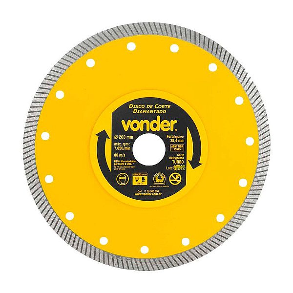 KIT 50 DISCO DE CORTE DIAMANTADO 200MM TURBO VONDER