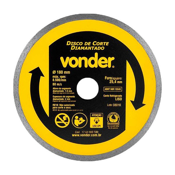 KIT 50 DISCO DE CORTE DIAMANTADO 180MM LISO VONDER