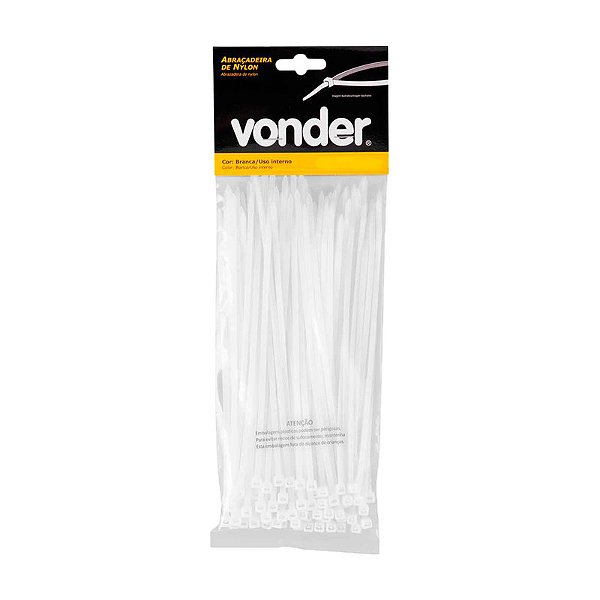 KIT 8000UN ABRAÇADEIRA DE NYLON BRANCA 200MM X 3,6MM VONDER