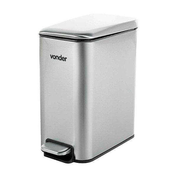 LIXEIRA RETANGULAR 5 LITROS INOX CINZA VONDER